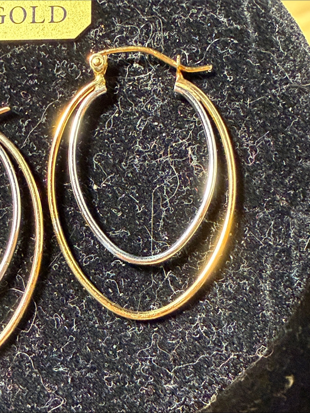 14KT Gold Double Oval Hoop Earrings Minimalist Vintage Fine Jewelry - Picture 2 of 4